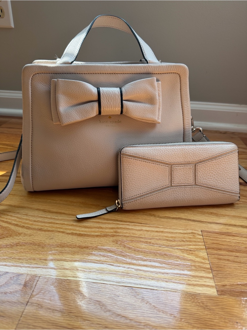 Kate Spade Blush Pink Bow Satchel with Matching Wallet Murray Street Dominique